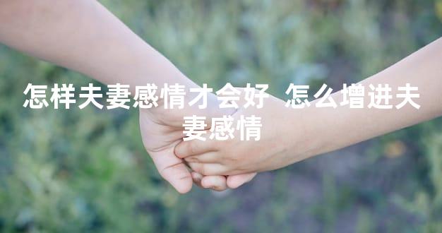 怎样夫妻感情才会好  怎么增进夫妻感情